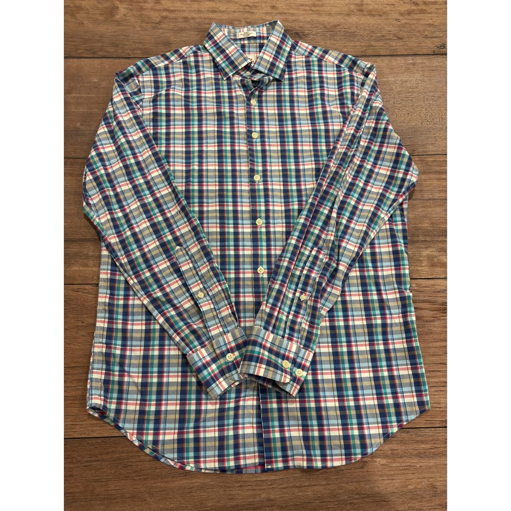 Peter Millar Crown Sport Mens Medium Plaid Performance Button Down Shirt Multi